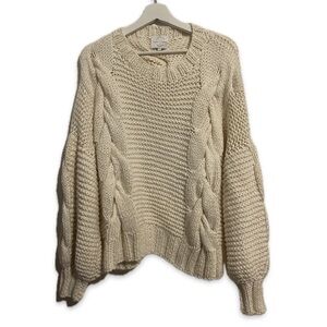 First Born Cable Knit Sweater in Cream Size M 100% Wool